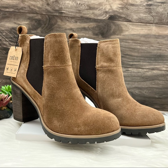 NIB Crevo Alicia Suede Lug Sole Chelsea Boot Bootie Tan 9M - Picture 5 of 13